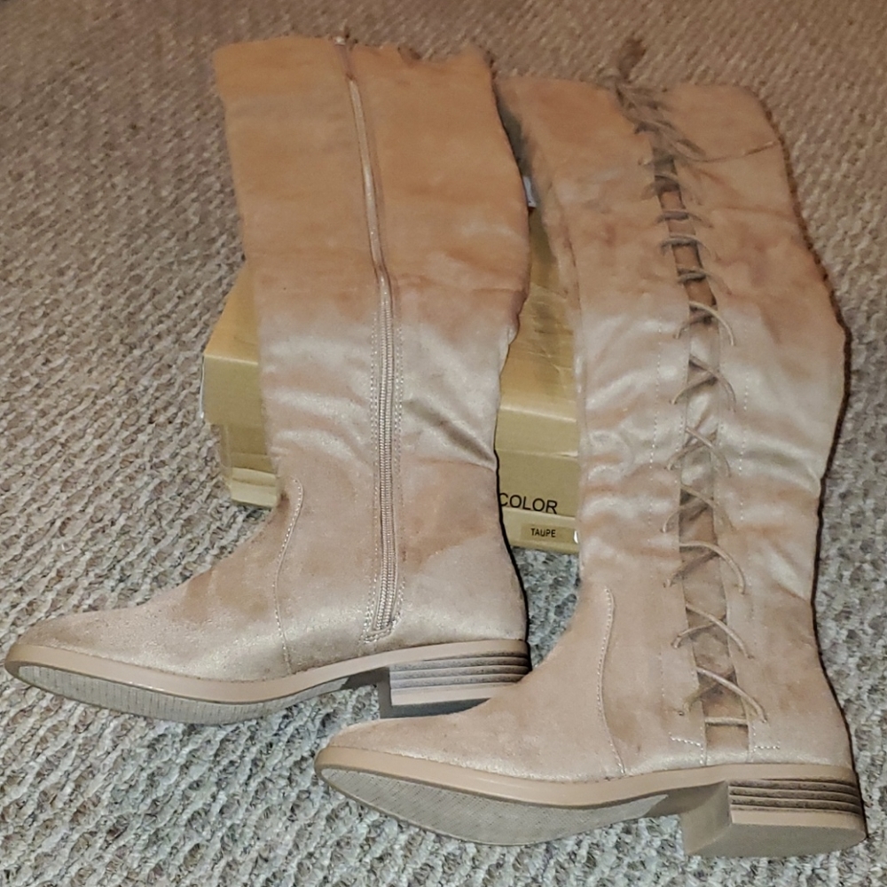 NIB BONNIBEL Taupe 6 Vegan Suede Knee High Boots